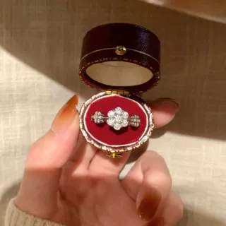 S925纯银莫桑钻雪花戒指女款轻奢中古风复古高级感指环小红书爆款