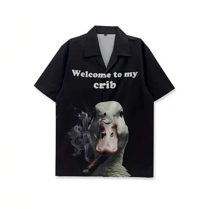 2025 новая летняя мужская повседневная универсальная модная рубашка с принтом и кубинским воротником, дышащая, с коротким рукавом