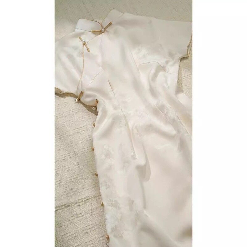 2024 Summer New High-End Exquisite Petite Formal Occasion White New Chinese Style National Style Women's Dress Qipao 2024 Summer New High-End Exquisite Petite Formal Occasion White New Chinese Style National Style Women's Dress Qipao