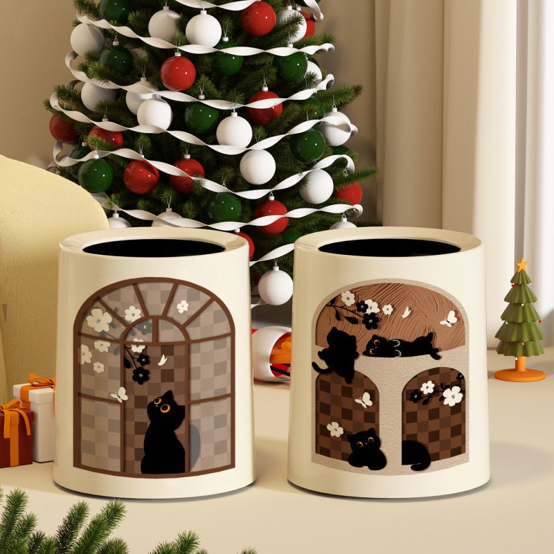 Antique trash can household high-value large-capacity retro and elegant trash can for bedroom and living room