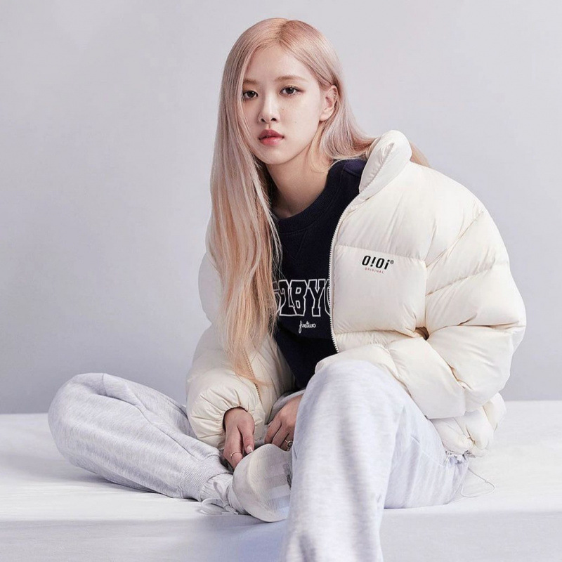 Korean Trendy Brand Oioi down Jacket for Women, Rose Park Caiying's Same Style White Duck down Thickeneded Stand-Up Collar Jacket, Warm Cotton Jacket