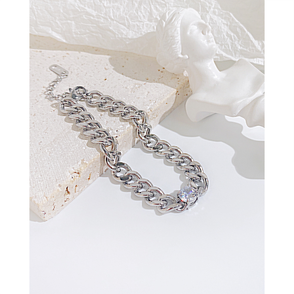 Simple Style Geometric Stainless Steel Bracelets Plating Chain Zircon Stainless Steel Bracelets