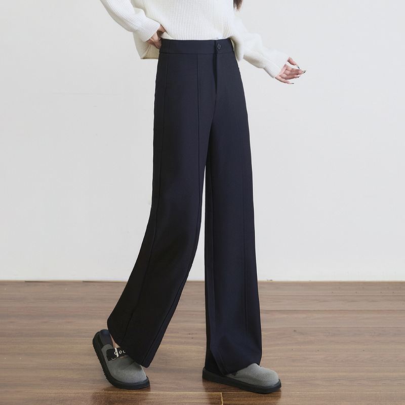 Stylish 3D Seam Design Long-Leg Casual Pants for Women 2026 High-Waisted Slimming Drapey Wrinkle-Resistant Straight Wide-Leg Pants
