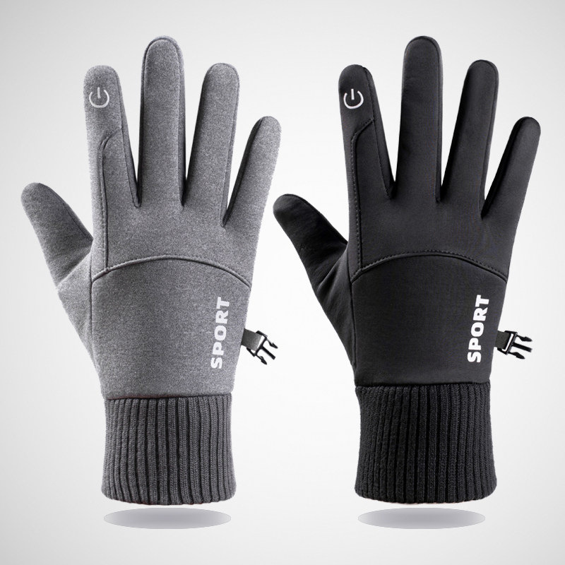 Cycling Touchscreen Gloves Men's Winter Warm Electric Motorcycle Anti-Slip Fleece-Lined Thick Windproof Outdoor Sports Gloves