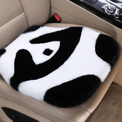 Thickened Car Cushion Cartoon – Wool pad - black-panda-single-pad