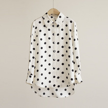 法单高端系列~100%重磅桑蚕丝斜纹绸经典波点长袖通勤阔版衬衫女