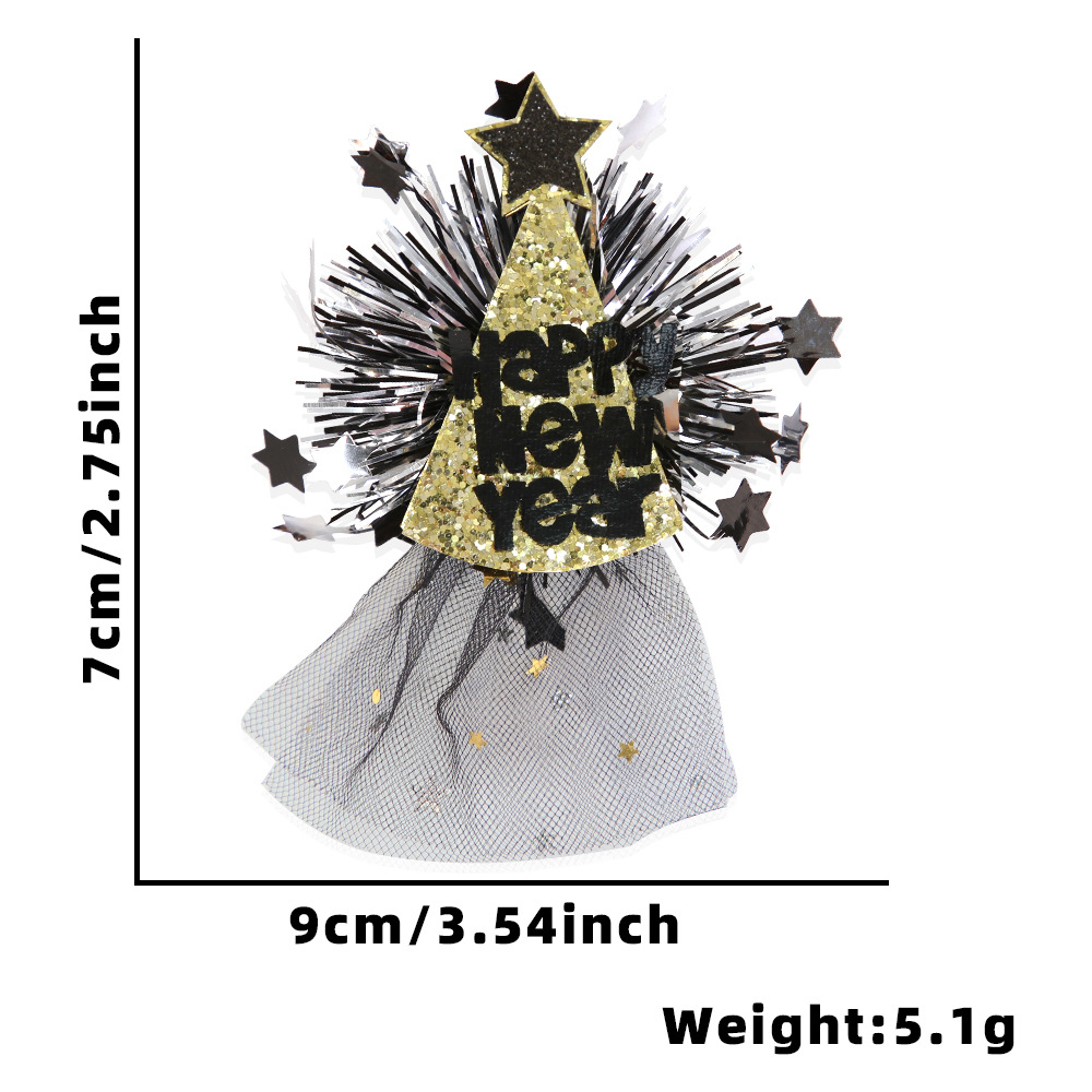 Transfronterizo nuevo oro negro Año Nuevo horquilla accesorios para el cabello Europeo y Americano Navidad Año Nuevo tema Fiesta decoración newyear horquilla