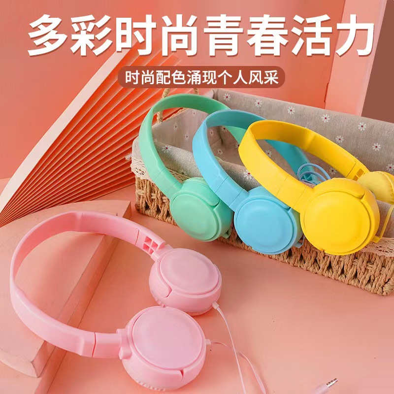 Transfronterizo auriculares MZ-026 macaron cinta micrófono con cable para niños auriculares de control de alambre auriculares de la computadora al por mayor