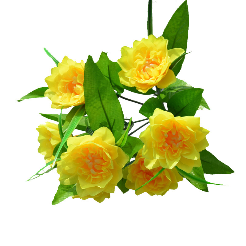 Decoración de muebles al por mayor Flores artificiales Estilo rústico Ramos de flores de seda Pantallas de peonías Nuevos diseños florales de siete cabezas del fabricante