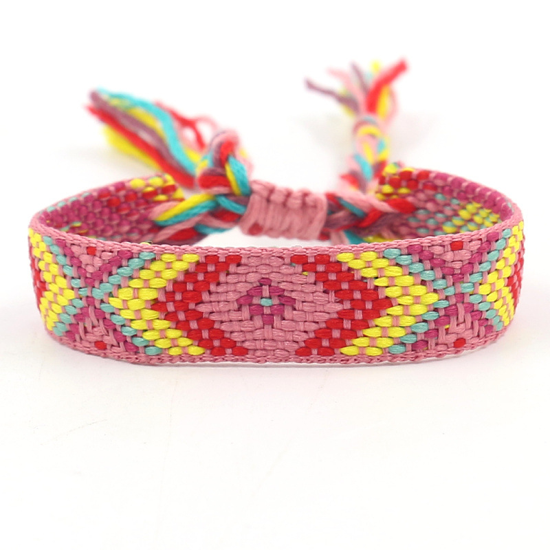 Nueva Cruz-frontera popular de color bohemio tejido pulsera fans correa de muñeca pulsera de la Amistad artística