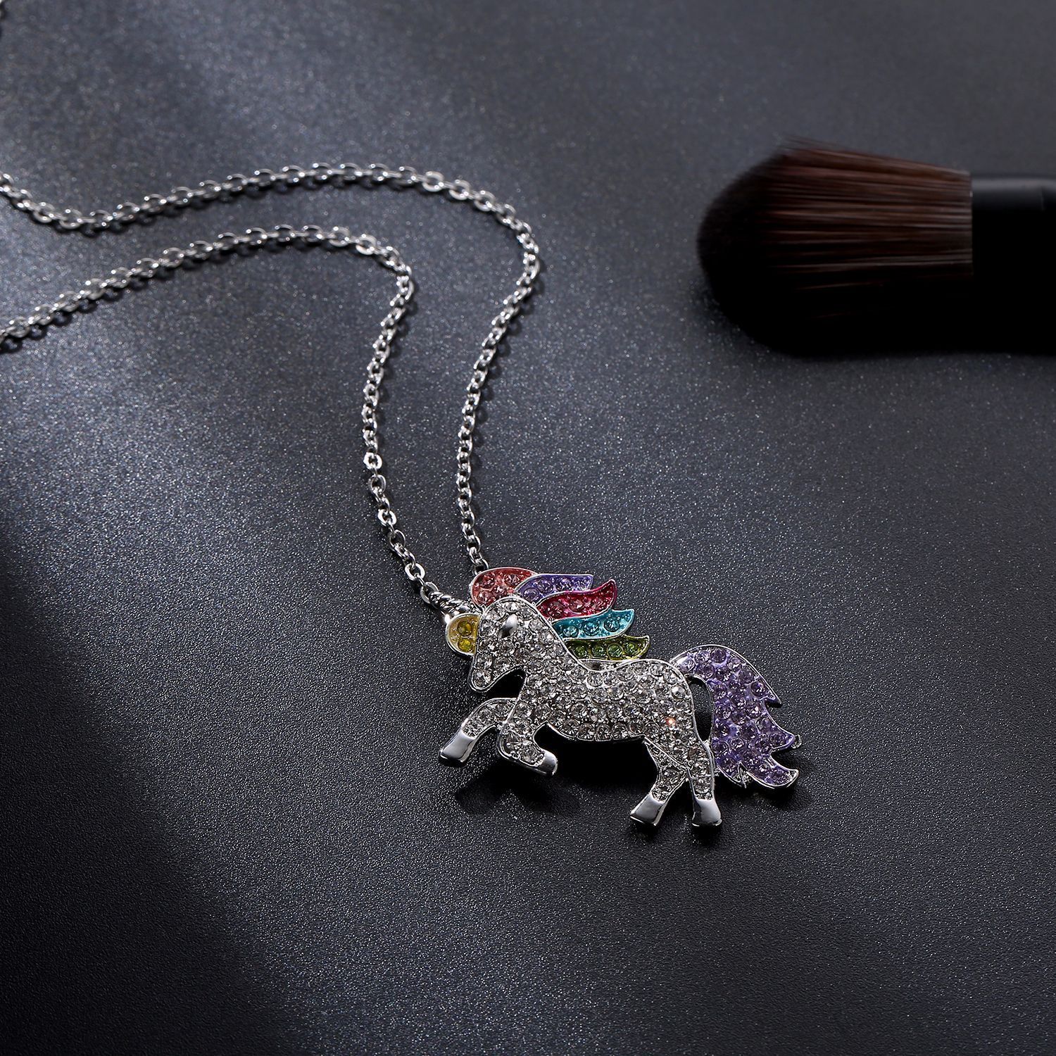 Cute Unicorn Alloy Plating Rhinestones Womenu0027S Pendant Necklace 1 Piece