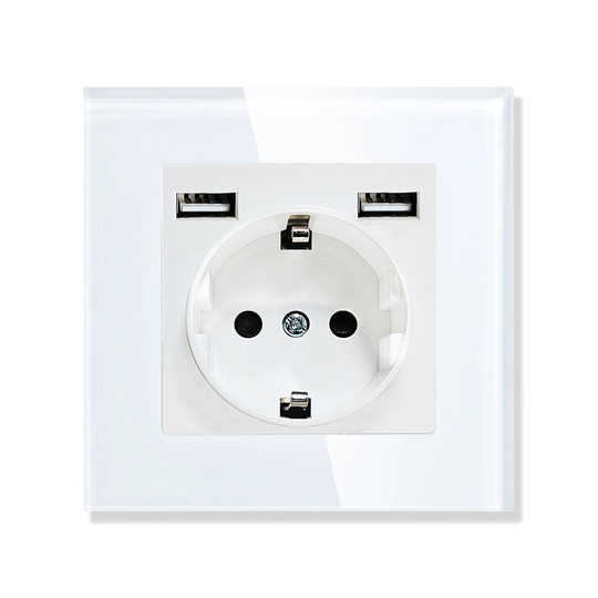 New European Standard 82 Type A Port C Port Wall Socket Tempered Glass Panel 5 V2A regular Charging Wall Plug 10W