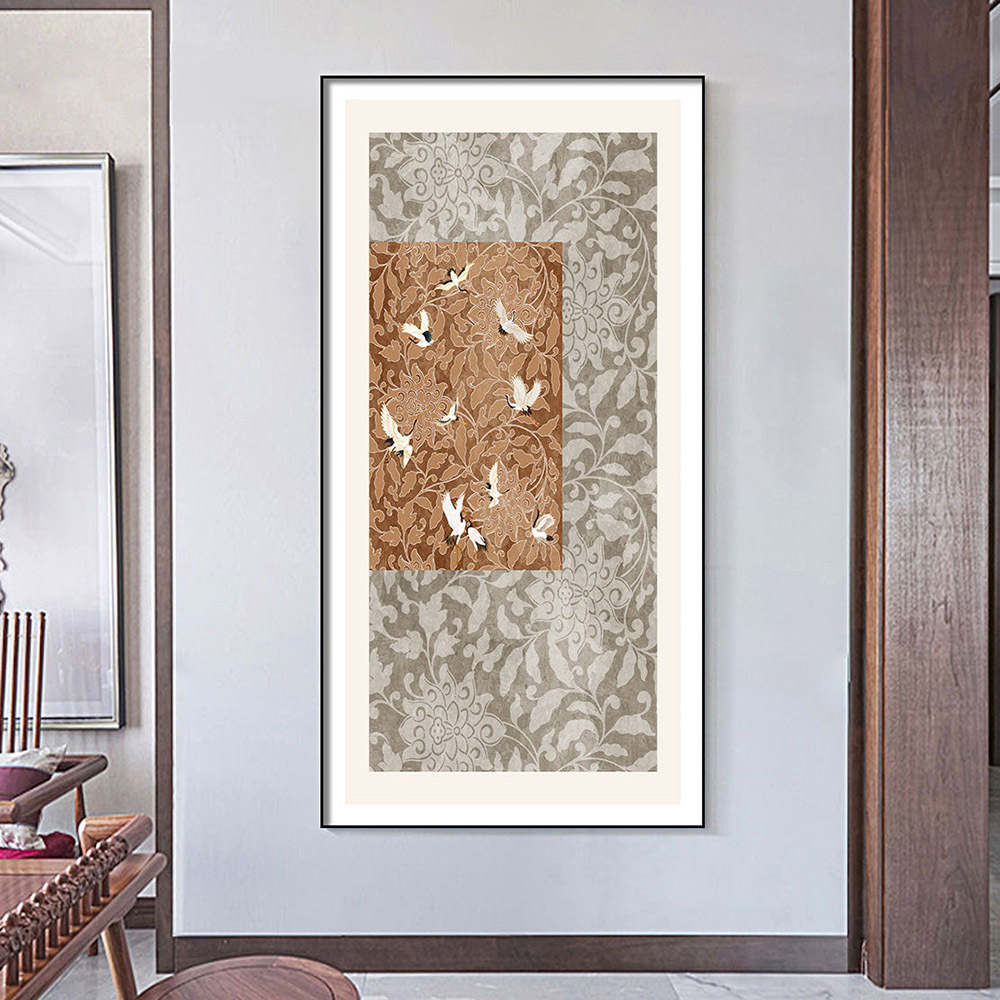 Pintado decorativo de entrada Pasillo minimalista moderno Pasillo vertical Sala de estar frente a la puerta Pintado grande al final del pasillo Pintura colgante de cuero