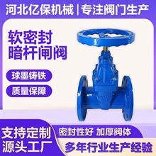 铸铁软密封暗杆阀门手动大体弹性闸阀球墨铸铁泄水闸阀双法兰闸阀