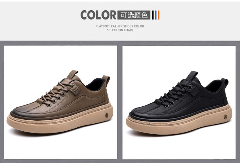 Giày da nam sneaker cổ thấp phong cách retro, đế cao su, dây buộc, phù hợp đi chơi và lái xe — GX1617 màu nâu, GX1617 màu đen chi tiết 6