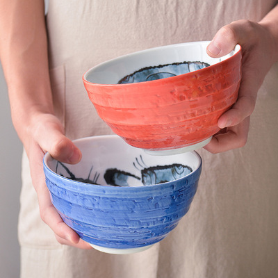 Japanese imports 5.0 household Noodle Bowl Jingle cat Fruit salad ceramics originality Rice bowl single