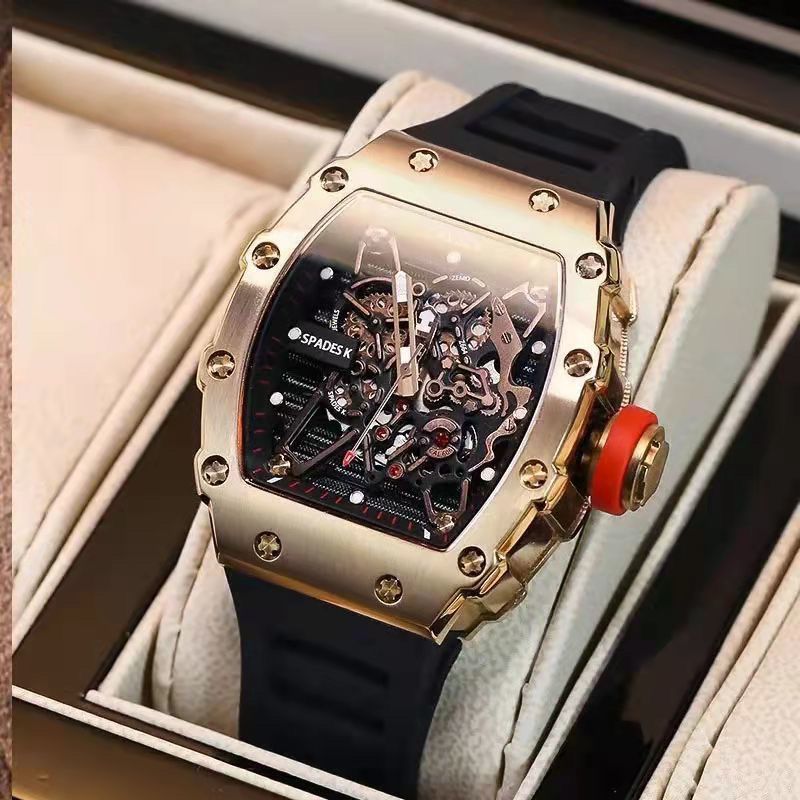 Richard's New Fashion Hollow Miller Fully Automatic Quartz Watch Men's High-End Business Barrel-Shaped Personalized Men's Model