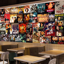 香港影视明星画报电影壁画复古怀旧影视港式茶餐厅墙纸奶茶店墙布