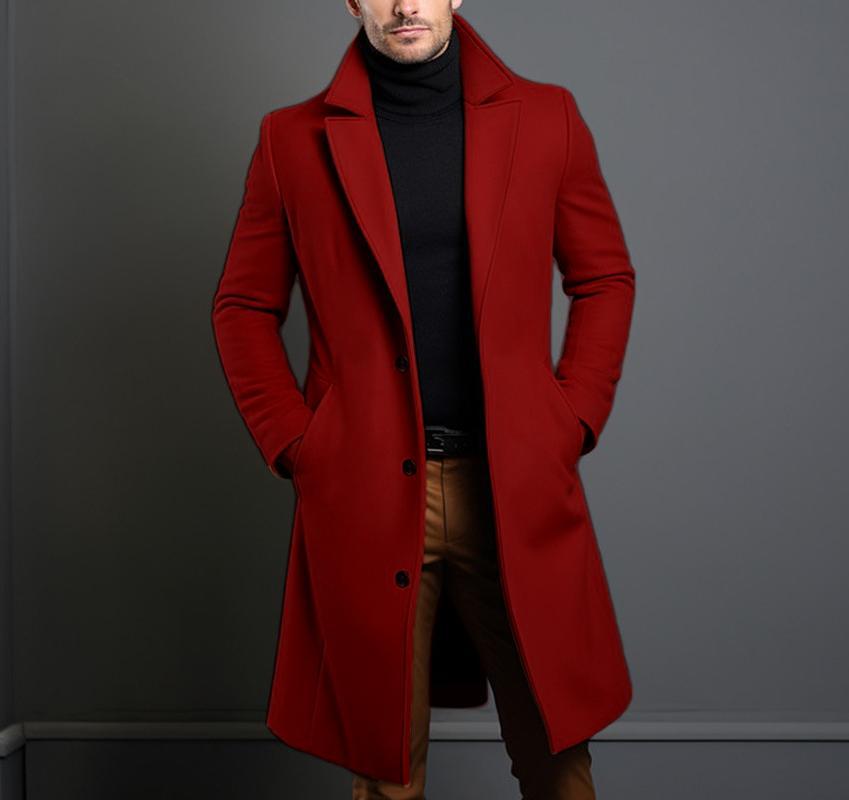 アマゾン貿易ウールコートメンズミドル丈無地秋冬ウールコート暖かい若者コートジャケット