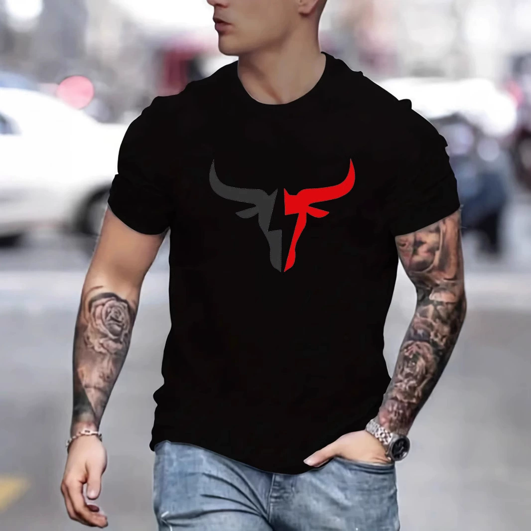 Модная мужская футболка 2025 лето новая спортивная мужская хлопковая футболка с коротким рукавом мужская свободная футболка с круглым вырезом