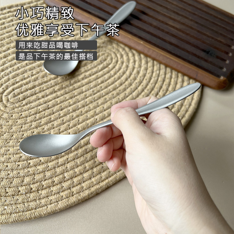 TA1纯钛勺子全钛餐勺餐叉便携餐具饭汤勺钛勺加厚家用露营超轻便|undefined
