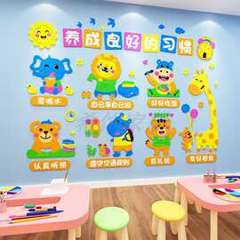 幼儿园文明礼仪墙贴画环创材料主题成品文化墙好习惯养成墙面装饰