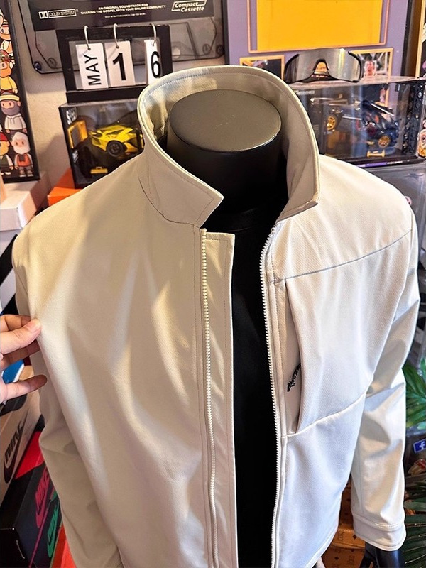 Chaqueta ejecutiva gris americana para hombres otoño limpio triple abrigo de asalto de alto nivel chaqueta de negocios casual
