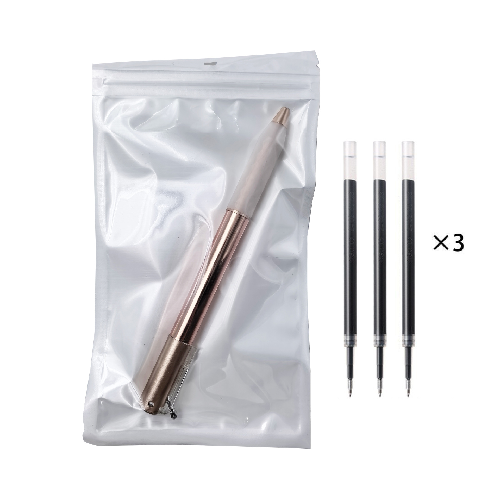 봉투 포장 로즈 골드 + 속건성 펜심 3개입