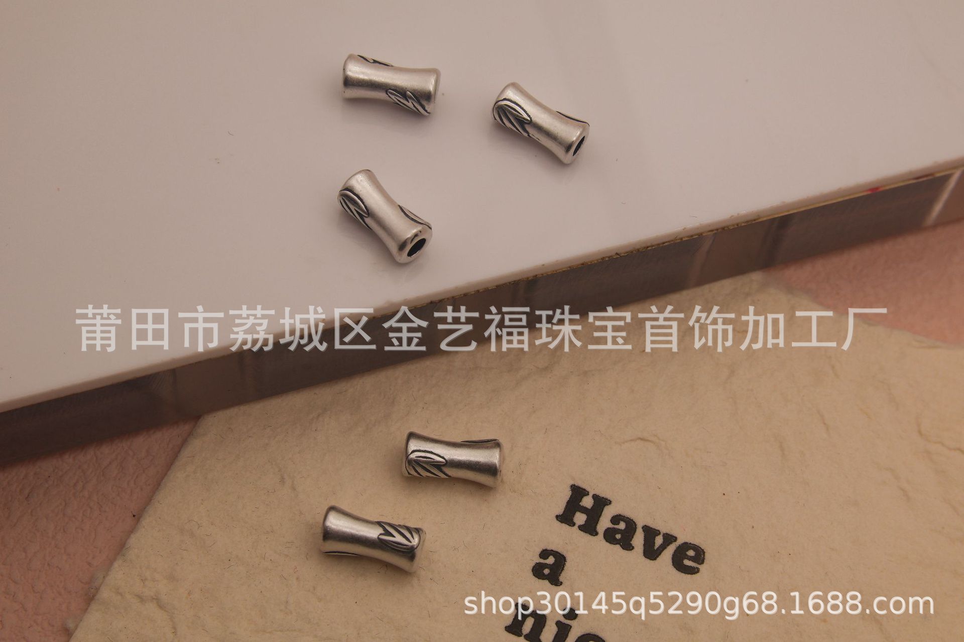 Pure Silver S999 Bamboo Joint Loose Beads with Through-Hole Design, Chinese Style Bamboo Leaf Spacer Beads, DIY Necklace Bracelet Jewelry Accessories, Beading Materials