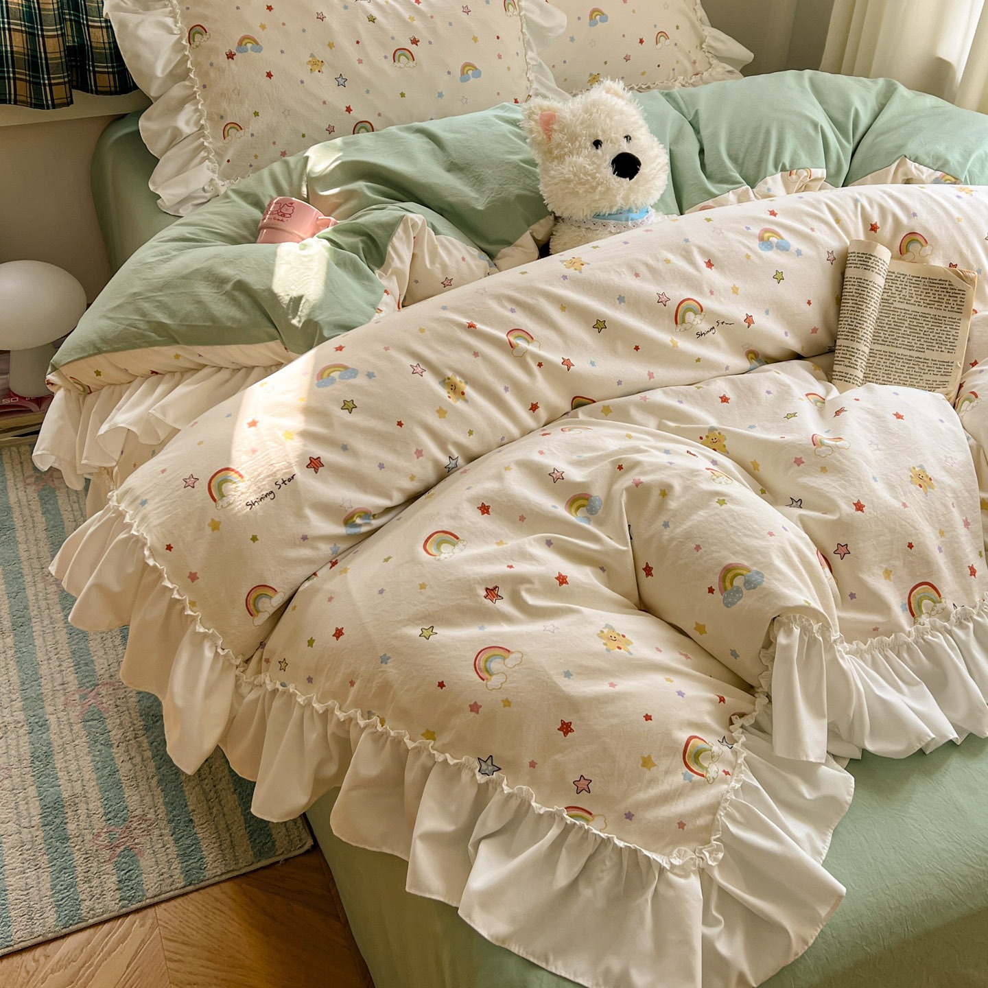 French Style Princess Lace Cotton Bedding Set Double Layer Gauze_voghion.com