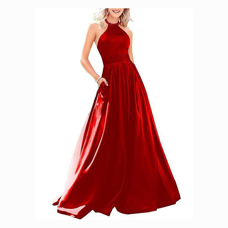 2025 Amazon ebay fashion cross-border foreign trade dress women's long evening dress sexy backless beading ball