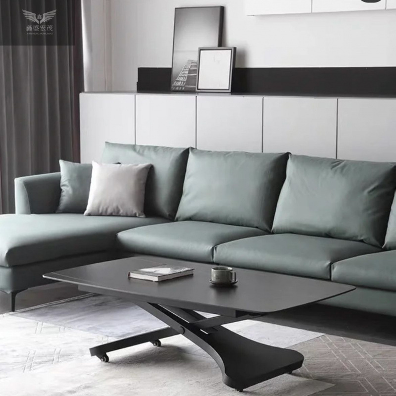 Mesa de centro elevadora, mesa de comedor, apartamento pequeño de doble propósito, mesa de centro de pizarra minimalista italiana multifuncional, sala de estar, hogar integrado