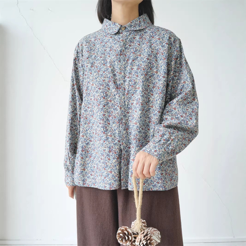 Ridan Mori SM2 Vintage Paisley Print Small Lapel Dark Door Buckle Inner Hedge Cotton Long Sleeve Shirt