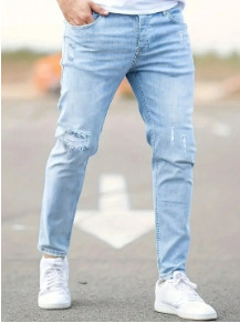 Men's Slim Fit Ripped Jeans Cross Border European American Style NK393_mkmklike.com