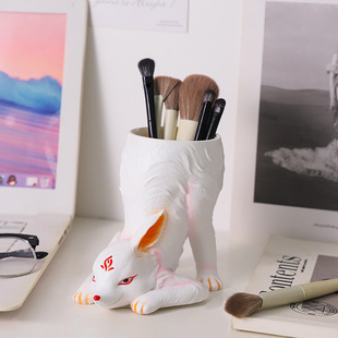 Cute Fox Tail Multifunctional Pen Holder High-Value Personalized Ornaments Student Desktop Office Stationery Storage Box