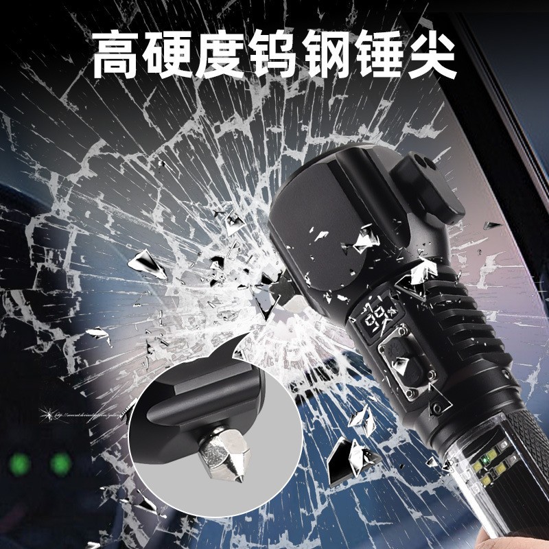 Martillo de seguridad multifuncional para automóvil linterna de emergencia para vehículo de salvamento martillo de escape auto-rescate arco de cola de defensa