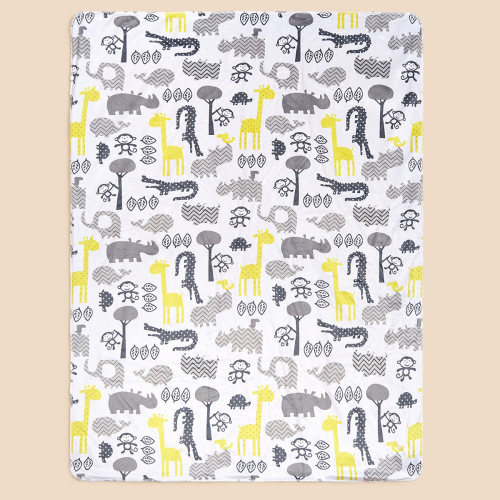 Newborn baby quilt blanket double-layer autumn and winter cover quilt printed short plush children's blanket cartoon-style bundle blanket mother and baby small blanket