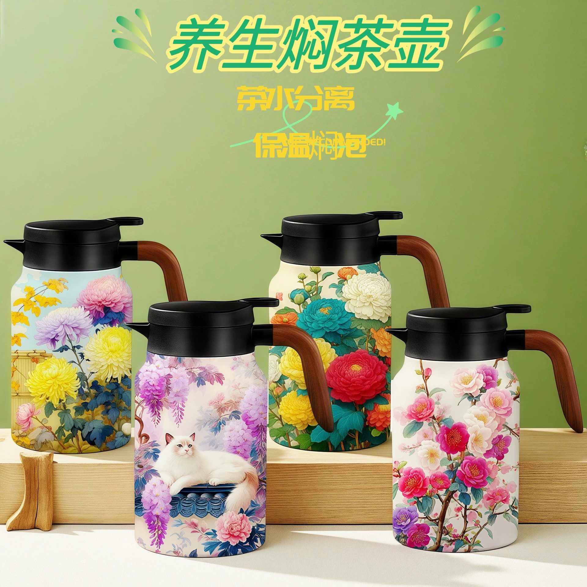 Guochao домашний бренд новый теплоизоляционные чайники бытовые большие емкости чая, разделенные чайники чайники оптом