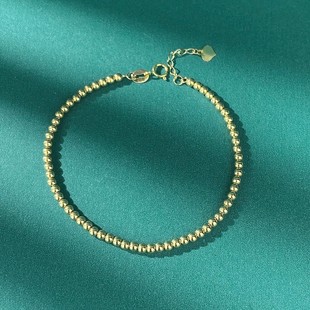 18K Gold Bead Bracelet Au750 Color Gold Transfer Gold Beads Adjustable Stackable Women's Simple Versatile Bracelet Bracelet