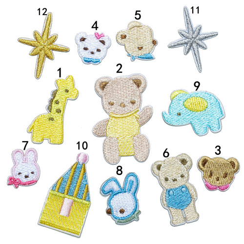 Adorable little house embroidery patch, cute bear hair clip decoration fabric sticker, bag cartoon embroidery self-adhesive