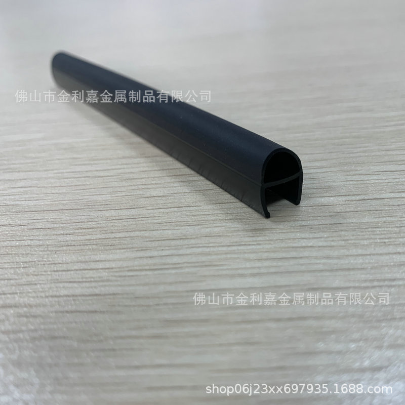 极窄亚黑半圆防撞胶条玻璃挡水门窗淋浴房玻璃门卫浴密封防水胶条