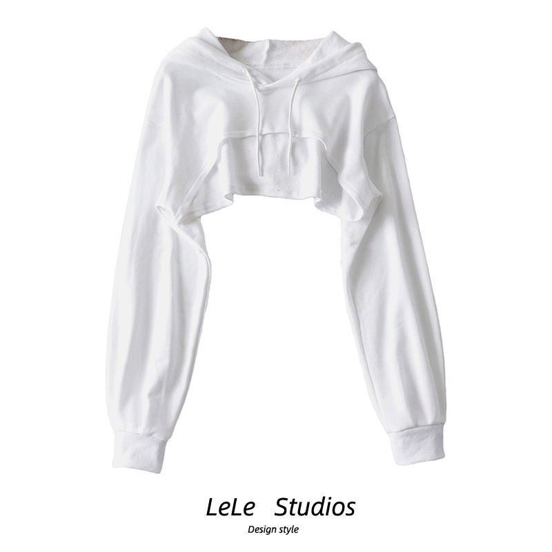 Spring and Autumn black short sweater for women ins new all-match navel pullover blouse long sleeve loose top fashion