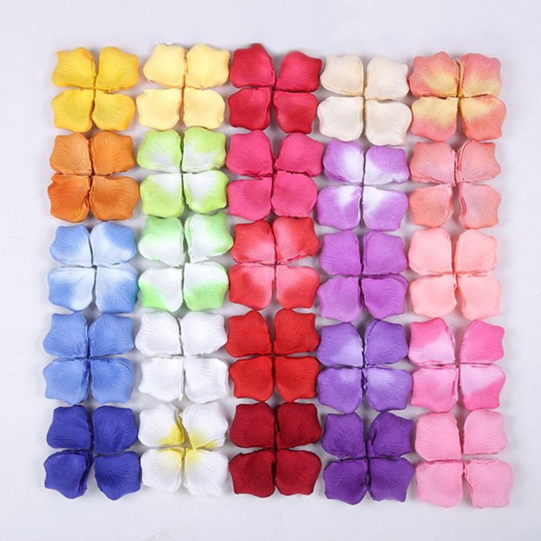 En stock al por mayor simulación pétalos de rosa mano-tirar flor boda habitación boda cama vacaciones decoración no tejido pétalos 144 piezas/bolsa