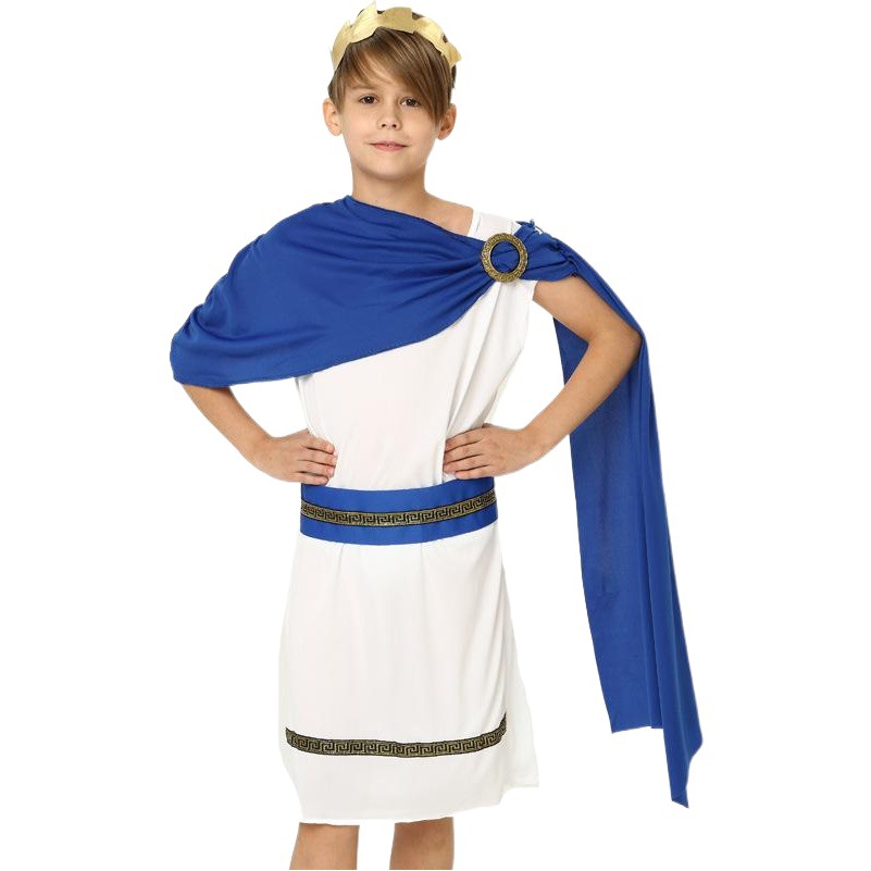 Disfraz de Halloween para niños diosa romana masculina reina griega cos Vestido largo de los niños traje romano griego femenino