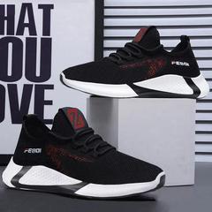 老北京男士休閒輕便運動鞋 春秋季韓版時尚透氣跑步鞋 飛織網面鞋