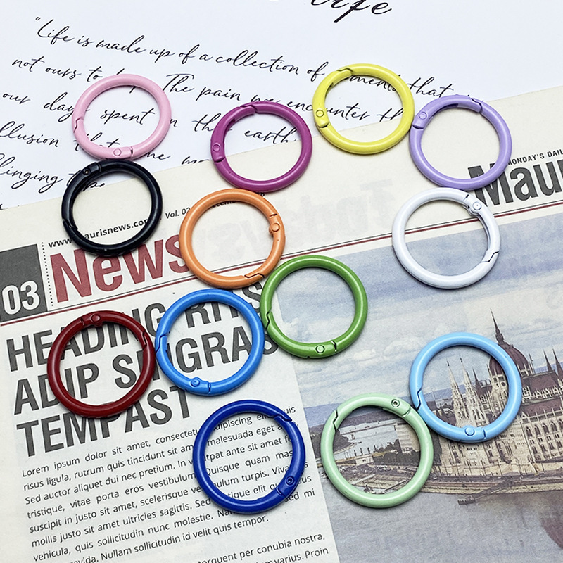 Factory color metal key ring metal book ring connection opening spring buckle diy jewelry pendant key chain