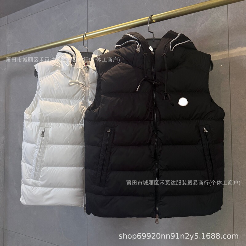 Cross-Border Foreign Trade Mongolian-Style Unisex Couple's Clothing Autumn and Winter Casual Versatile Hooded Lettered Designer down Jacket Vest Cross-Border Foreign Trade Mongolian-Style Unisex Couple's Clothing Autumn and Winter Casual Versatile Hooded Lettered Designer down Jacket Vest