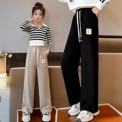 女童裤子2025新款春装大儿童春秋季洋气宽松休闲阔腿直筒运动裤潮