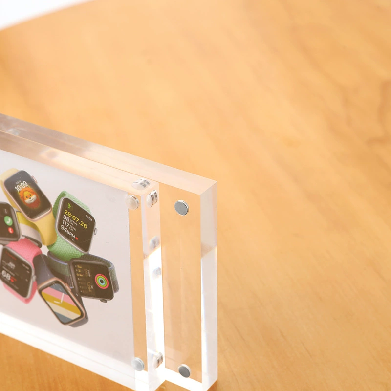 Acrylic transparent table sign customization, magnetic photo frame inclined pull-out table sign, plexiglass crystal table sign customization
