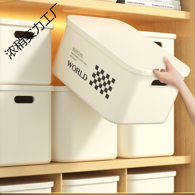 Home Desktop Storage Box Snacks and Sundries Plastic Storage Basket Household Rectangular Storage Box with Lid Storage Box